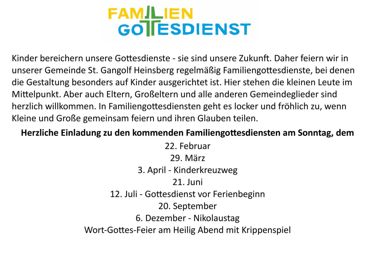 Terminplan Familiengottesdienst (c) A. Kaminski